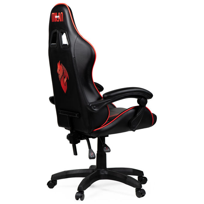 Qubick SGPN0002 Sedia Gaming AC Milan Devils Ergonomica 150 Kg Reclinabile Braccioli Imbottiti colore Nero Rosso