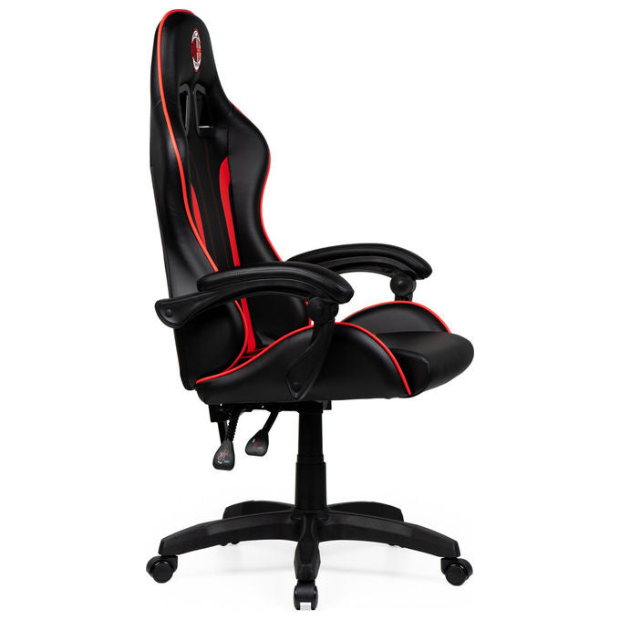 Qubick SGPN0002 Sedia Gaming AC Milan Devils Ergonomica 150 Kg Reclinabile Braccioli Imbottiti colore Nero Rosso