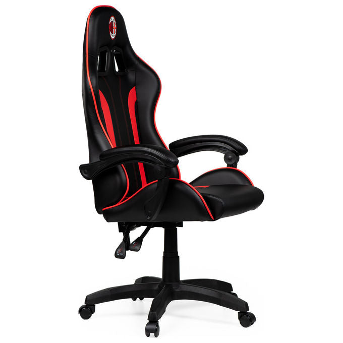 Qubick SGPN0002 Sedia Gaming AC Milan Devils Ergonomica 150 Kg Reclinabile Braccioli Imbottiti colore Nero Rosso