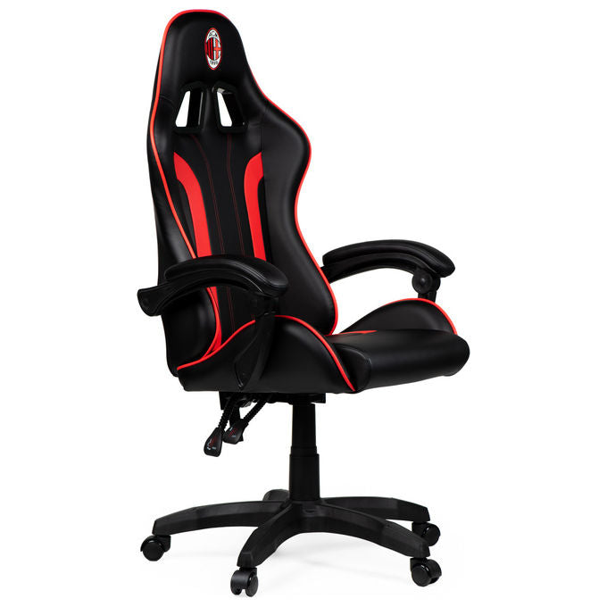 Qubick SGPN0002 Sedia Gaming AC Milan Devils Ergonomica 150 Kg Reclinabile Braccioli Imbottiti colore Nero Rosso