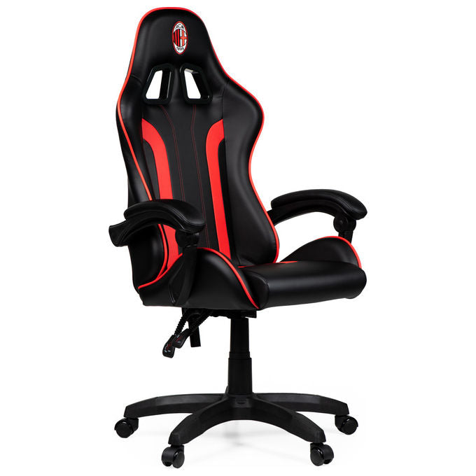 Qubick SGPN0002 Sedia Gaming AC Milan Devils Ergonomica 150 Kg Reclinabile Braccioli Imbottiti colore Nero Rosso