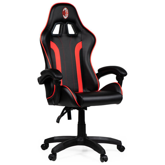 Qubick SGPN0002 Sedia Gaming AC Milan Devils Ergonomica 150 Kg Reclinabile Braccioli Imbottiti colore Nero Rosso