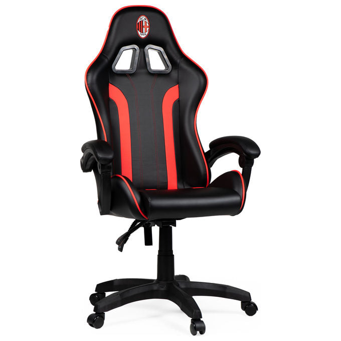 Qubick SGPN0002 Sedia Gaming AC Milan Devils Ergonomica 150 Kg Reclinabile Braccioli Imbottiti colore Nero Rosso