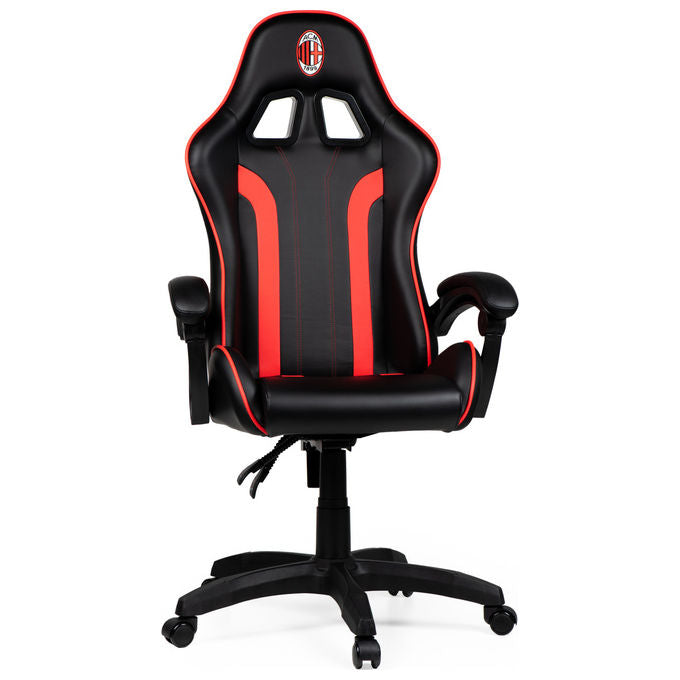 Qubick SGPN0002 Sedia Gaming AC Milan Devils Ergonomica 150 Kg Reclinabile Braccioli Imbottiti colore Nero Rosso