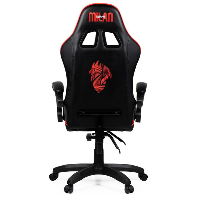 Qubick SGPN0002 Sedia Gaming AC Milan Devils Ergonomica 150 Kg Reclinabile Braccioli Imbottiti colore Nero Rosso