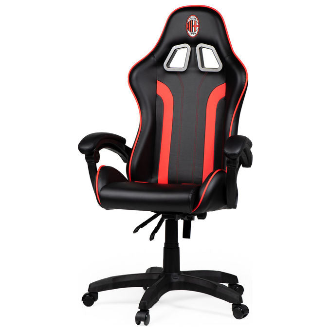 Qubick SGPN0002 Sedia Gaming AC Milan Devils Ergonomica 150 Kg Reclinabile Braccioli Imbottiti colore Nero Rosso