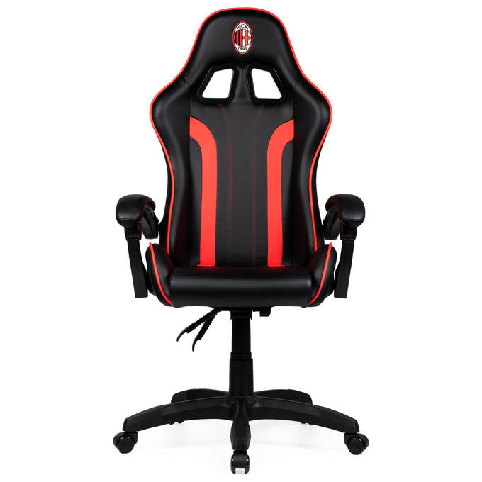 Qubick SGPN0002 Sedia Gaming AC Milan Devils Ergonomica 150 Kg Reclinabile Braccioli Imbottiti colore Nero Rosso