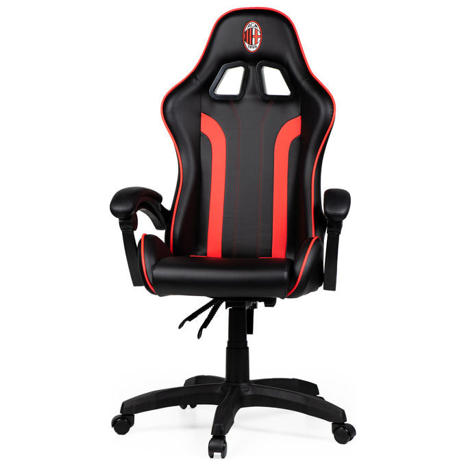 Qubick SGPN0002 Sedia Gaming AC Milan Devils Ergonomica 150 Kg Reclinabile Braccioli Imbottiti colore Nero Rosso