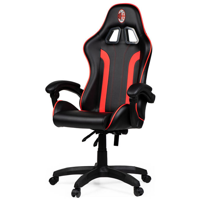 Qubick SGPN0002 Sedia Gaming AC Milan Devils Ergonomica 150 Kg Reclinabile Braccioli Imbottiti colore Nero Rosso