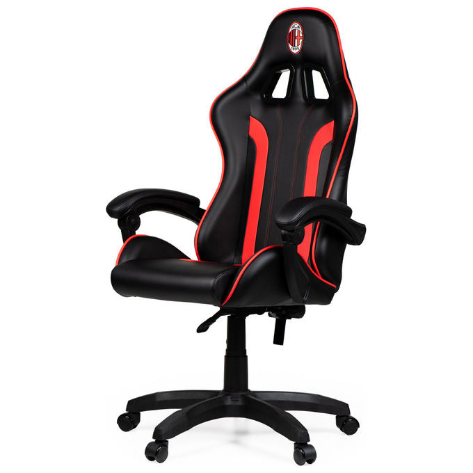 Qubick SGPN0002 Sedia Gaming AC Milan Devils Ergonomica 150 Kg Reclinabile Braccioli Imbottiti colore Nero Rosso