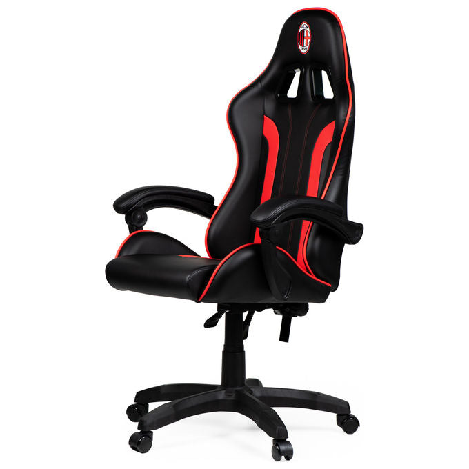 Qubick SGPN0002 Sedia Gaming AC Milan Devils Ergonomica 150 Kg Reclinabile Braccioli Imbottiti colore Nero Rosso