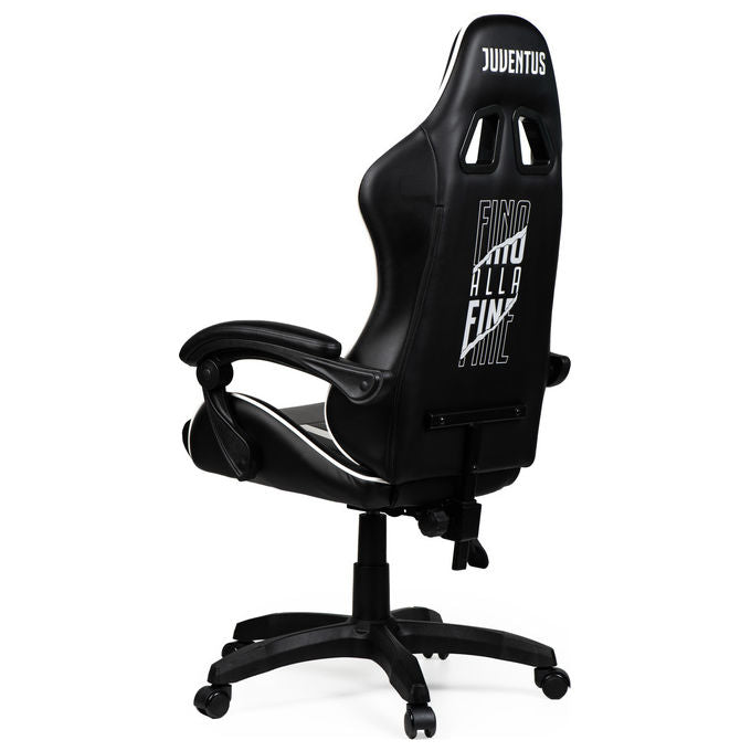 Qubick SGPN0003 Juventus Fino Alla Fine Sedia Gaming Ecopelle Imbottita 150 Kg Reclinabile colore Nero Bianco