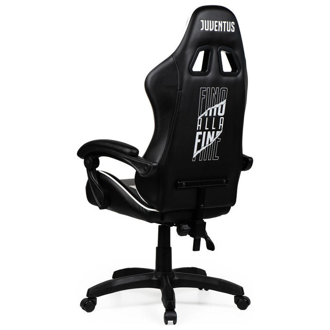 Qubick SGPN0003 Juventus Fino Alla Fine Sedia Gaming Ecopelle Imbottita 150 Kg Reclinabile colore Nero Bianco