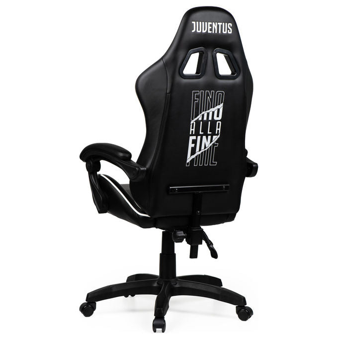 Qubick SGPN0003 Juventus Fino Alla Fine Sedia Gaming Ecopelle Imbottita 150 Kg Reclinabile colore Nero Bianco