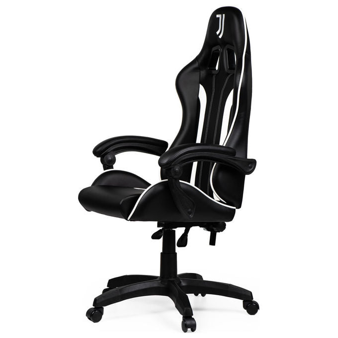 Qubick SGPN0003 Juventus Fino Alla Fine Sedia Gaming Ecopelle Imbottita 150 Kg Reclinabile colore Nero Bianco