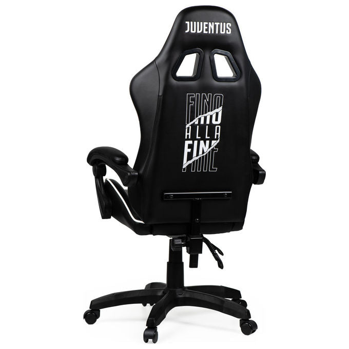 Qubick SGPN0003 Juventus Fino Alla Fine Sedia Gaming Ecopelle Imbottita 150 Kg Reclinabile colore Nero Bianco