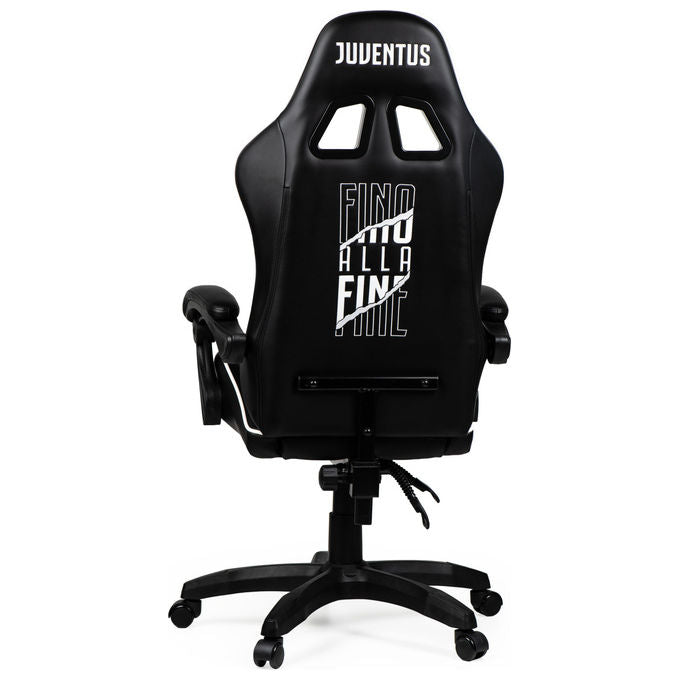 Qubick SGPN0003 Juventus Fino Alla Fine Sedia Gaming Ecopelle Imbottita 150 Kg Reclinabile colore Nero Bianco