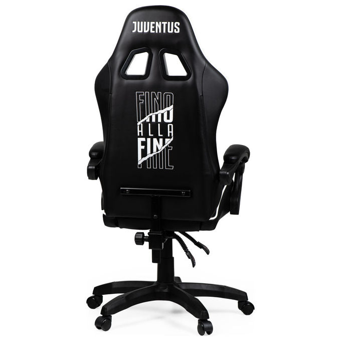 Qubick SGPN0003 Juventus Fino Alla Fine Sedia Gaming Ecopelle Imbottita 150 Kg Reclinabile colore Nero Bianco