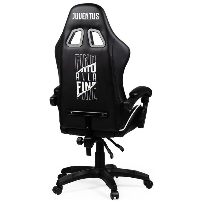 Qubick SGPN0003 Juventus Fino Alla Fine Sedia Gaming Ecopelle Imbottita 150 Kg Reclinabile colore Nero Bianco