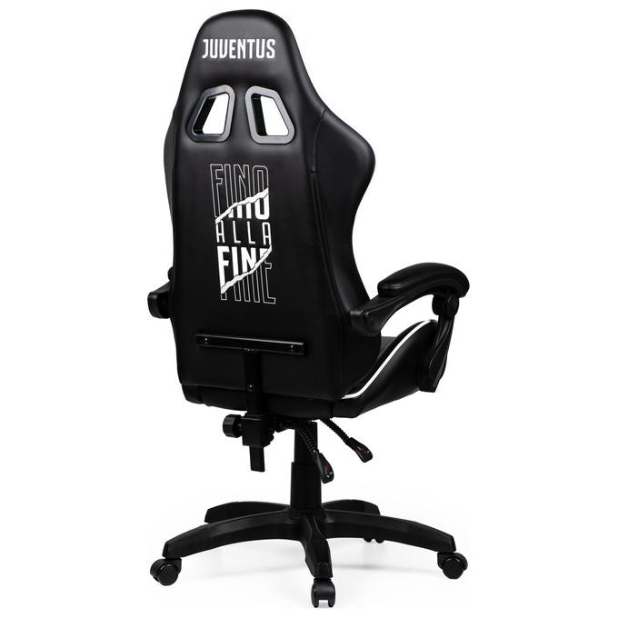 Qubick SGPN0003 Juventus Fino Alla Fine Sedia Gaming Ecopelle Imbottita 150 Kg Reclinabile colore Nero Bianco
