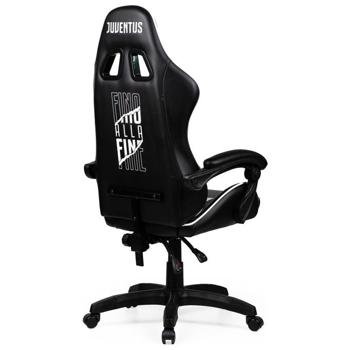 Qubick SGPN0003 Juventus Fino Alla Fine Sedia Gaming Ecopelle Imbottita 150 Kg Reclinabile colore Nero Bianco