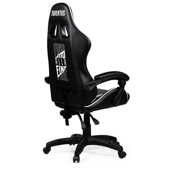 Qubick SGPN0003 Juventus Fino Alla Fine Sedia Gaming Ecopelle Imbottita 150 Kg Reclinabile colore Nero Bianco