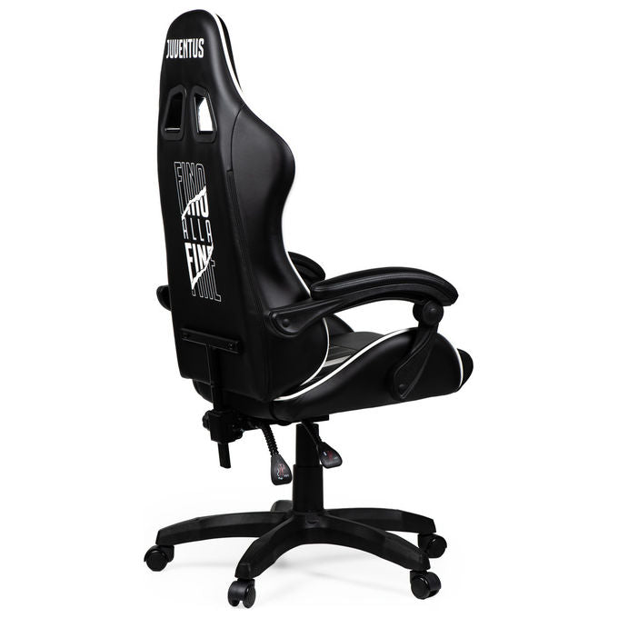 Qubick SGPN0003 Juventus Fino Alla Fine Sedia Gaming Ecopelle Imbottita 150 Kg Reclinabile colore Nero Bianco