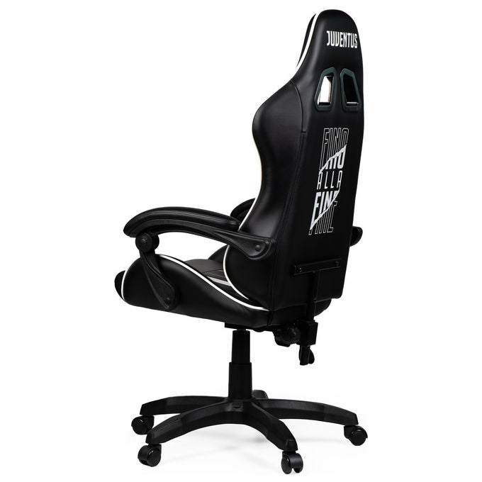 Qubick SGPN0003 Juventus Fino Alla Fine Sedia Gaming Ecopelle Imbottita 150 Kg Reclinabile colore Nero Bianco