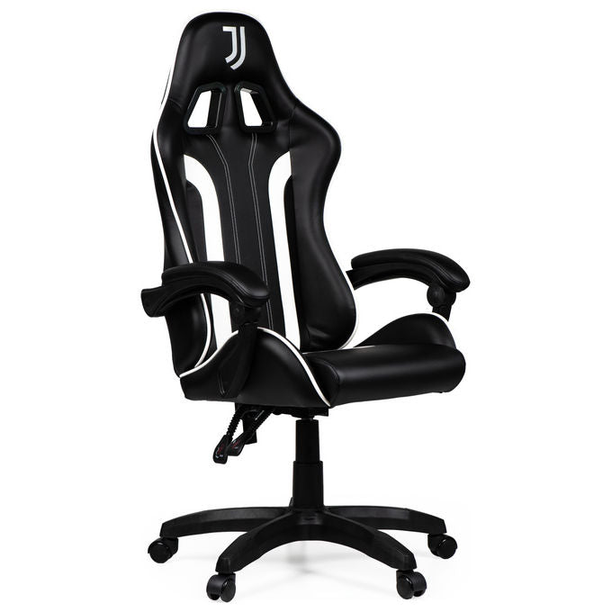 Qubick SGPN0003 Juventus Fino Alla Fine Sedia Gaming Ecopelle Imbottita 150 Kg Reclinabile colore Nero Bianco