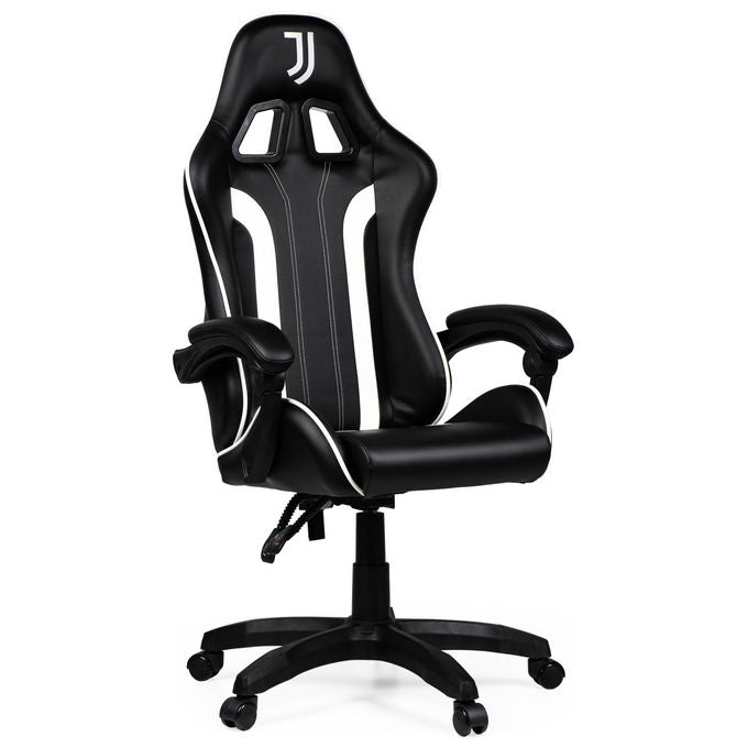 Qubick SGPN0003 Juventus Fino Alla Fine Sedia Gaming Ecopelle Imbottita 150 Kg Reclinabile colore Nero Bianco