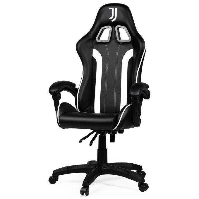 Qubick SGPN0003 Juventus Fino Alla Fine Sedia Gaming Ecopelle Imbottita 150 Kg Reclinabile colore Nero Bianco