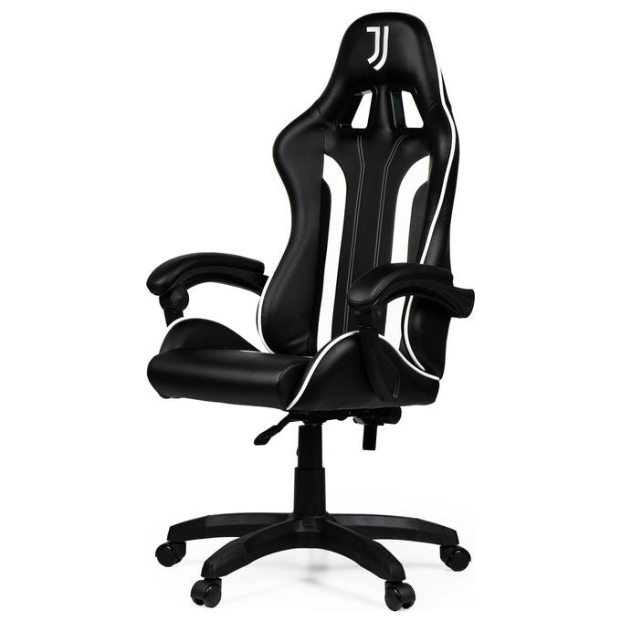 Qubick SGPN0003 Juventus Fino Alla Fine Sedia Gaming Ecopelle Imbottita 150 Kg Reclinabile colore Nero Bianco