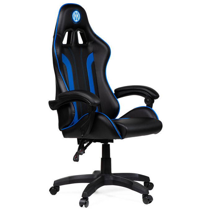 Qubick SGPN0001 Inter Snake Poltrona Gaming Ecopelle Reclinabile 120° Pistone Gas Classe 3 150 Kg colore Nero Blu