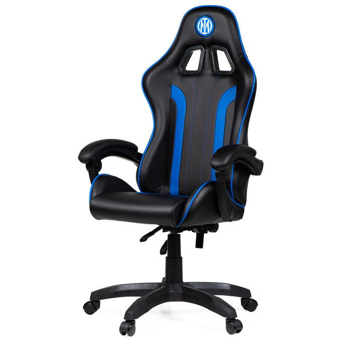 Qubick SGPN0001 Inter Snake Poltrona Gaming Ecopelle Reclinabile 120° Pistone Gas Classe 3 150 Kg colore Nero Blu
