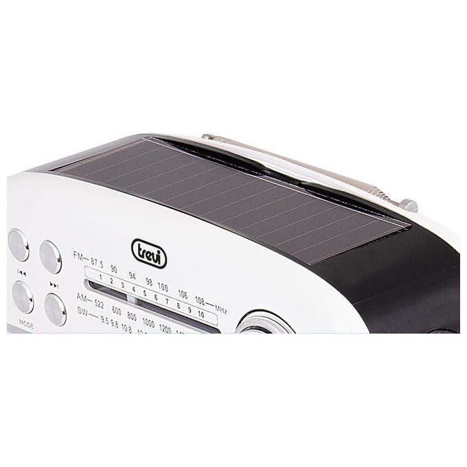 Trevi RA 7F50 BT Radio Portatile Multibanda FM AM SW Bluetooth Lettore MP3 USB Micro SD Batteria Litio Pannello Solare colore Bianco