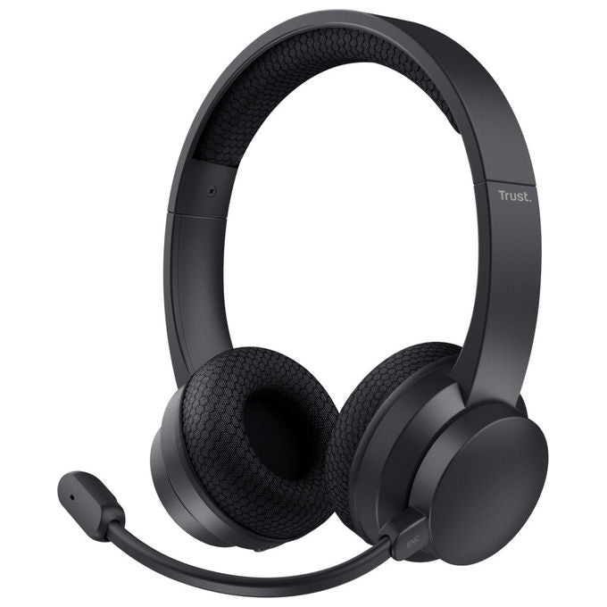 Trust 25463 Ayda Cuffie On-ear Bluetooth Wireless ENC Microfono USB-C Jack 3.5 mm autonomia 24 ore colore Nero