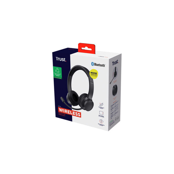 Trust 25463 Ayda Cuffie On-ear Bluetooth Wireless ENC Microfono USB-C Jack 3.5 mm autonomia 24 ore colore Nero