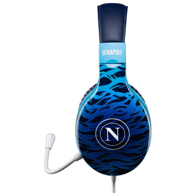 Qubick Cuffie Gaming Blu e Azzurro Napoli Waves Cablate Leggere Finitura Lucida