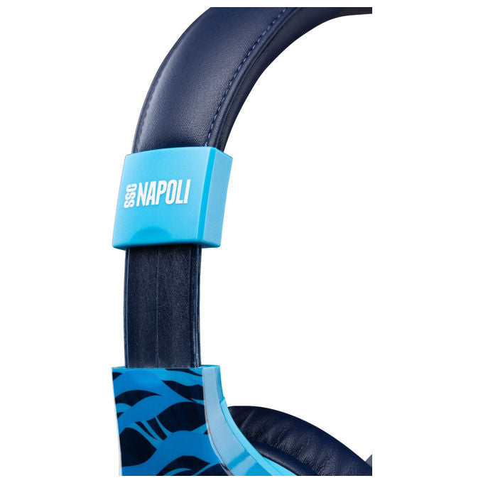 Qubick Cuffie Gaming Blu e Azzurro Napoli Waves Cablate Leggere Finitura Lucida