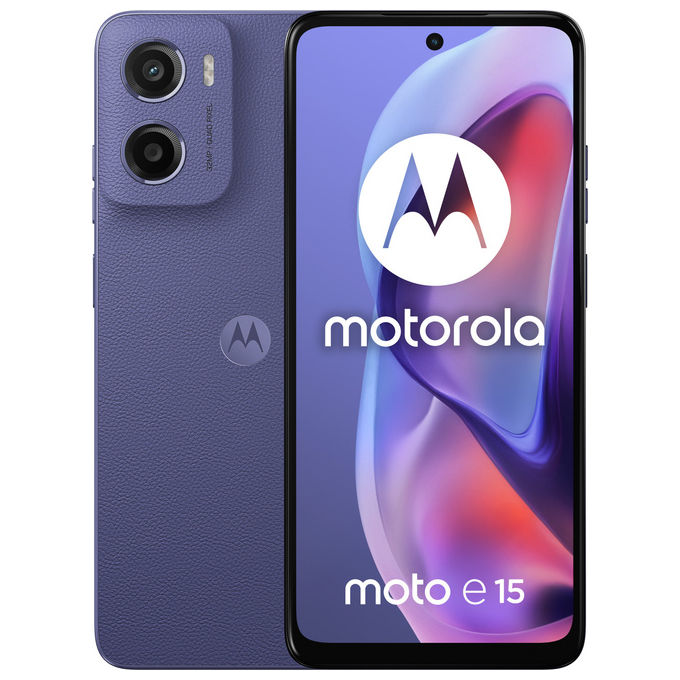 Motorola PB6S0002SE moto e15 Smartphone 6.67'' 4G 2GB 64GB Android 14 Go Dual SIM Batteria 5200mAh colore Lavanda