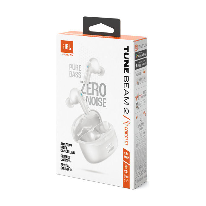 JBL JBLTBEAM2WHT Tune Beam 2 Auricolari True Wireless In-ear ANC Adattivo Bluetooth 5.3 6 Microfoni IP54 12h autonomia colore Bianco