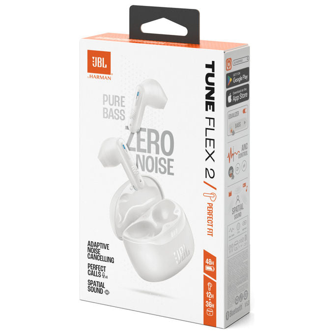 JBL JBLTFLEX2WHT Tune Flex 2 Auricolari True Wireless In-ear ANC 48h IP54 Bluetooth 5.3 6 Microfoni colore Bianco