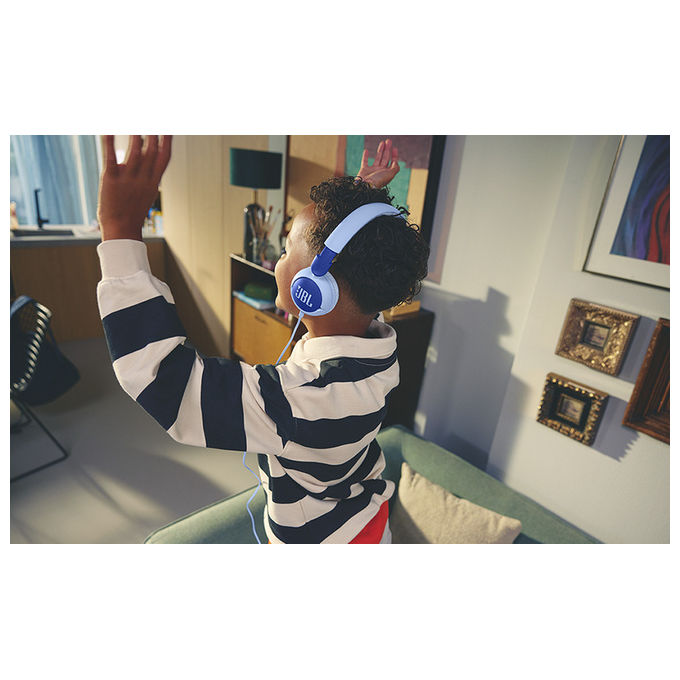 JBL JBLJR320BLU Junior 320 Cuffie On-Ear per Bambini Cablate Microfono Integrato Safe Sound 85 dB colore Blu