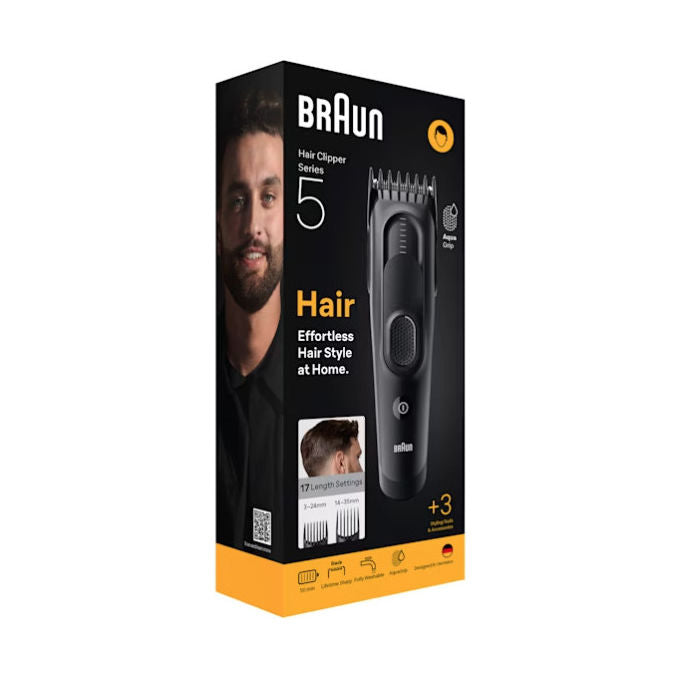 Braun HC5530 Tagliacapelli Nero Senza Filo 17 Lunghezze Batteria NiMH 50min