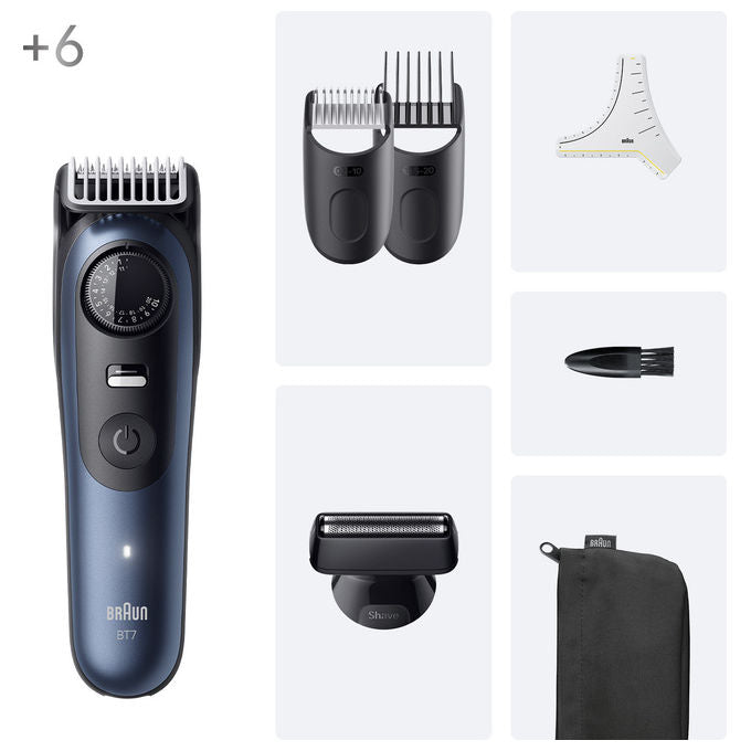 Braun BT7520 Series 7 Regolabarba Wet and Dry 40 Impostazioni autonomia 120 min colore Nero Blu