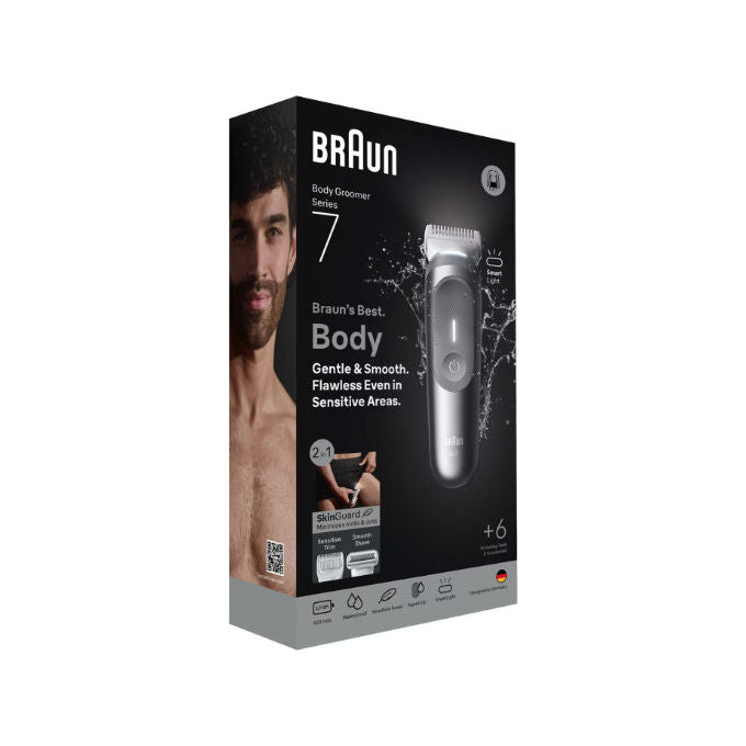 Braun BG7550 Series 7 Rasoio elettrico corpo uso secco umido 6 testine autonomia 100 min colore Grigio