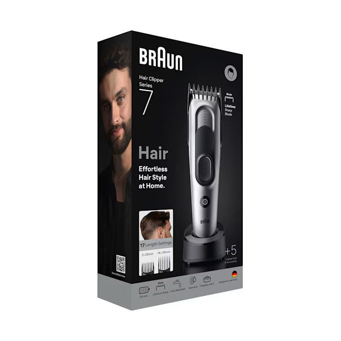 Braun HC7590 Series 7 Tagliacapelli Ricaricabile 17 Lunghezze 3-35 mm Autonomia 50 min colore Nero Argento