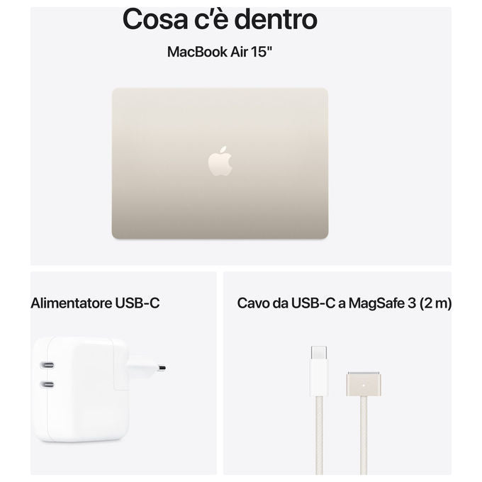 Apple MacBook Air 15.3'' M4 16GB RAM 256GB SSD Galassia - Computer Portatile