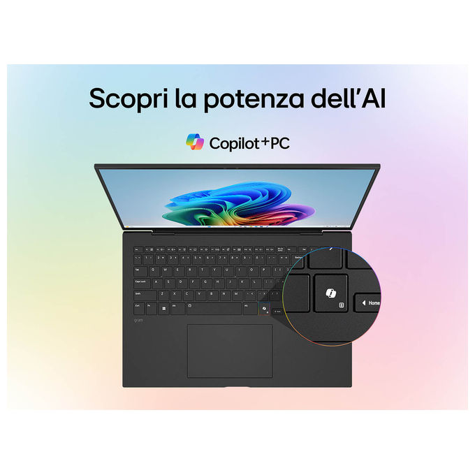 LG 17Z90TL Gram AI Notebook 17'' Intel Core Ultra 7 256V 16GB RAM 512GB SSD Wi-Fi 7 Windows 11 Home colore Nero