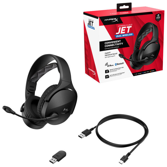 HyperX AJ0T1AA Cloud Jet Cuffie Gaming Wireless Bluetooth 5.3 2.4 GHz Driver 40 mm 25h PC PS5 PS4 Mobile colore Nero